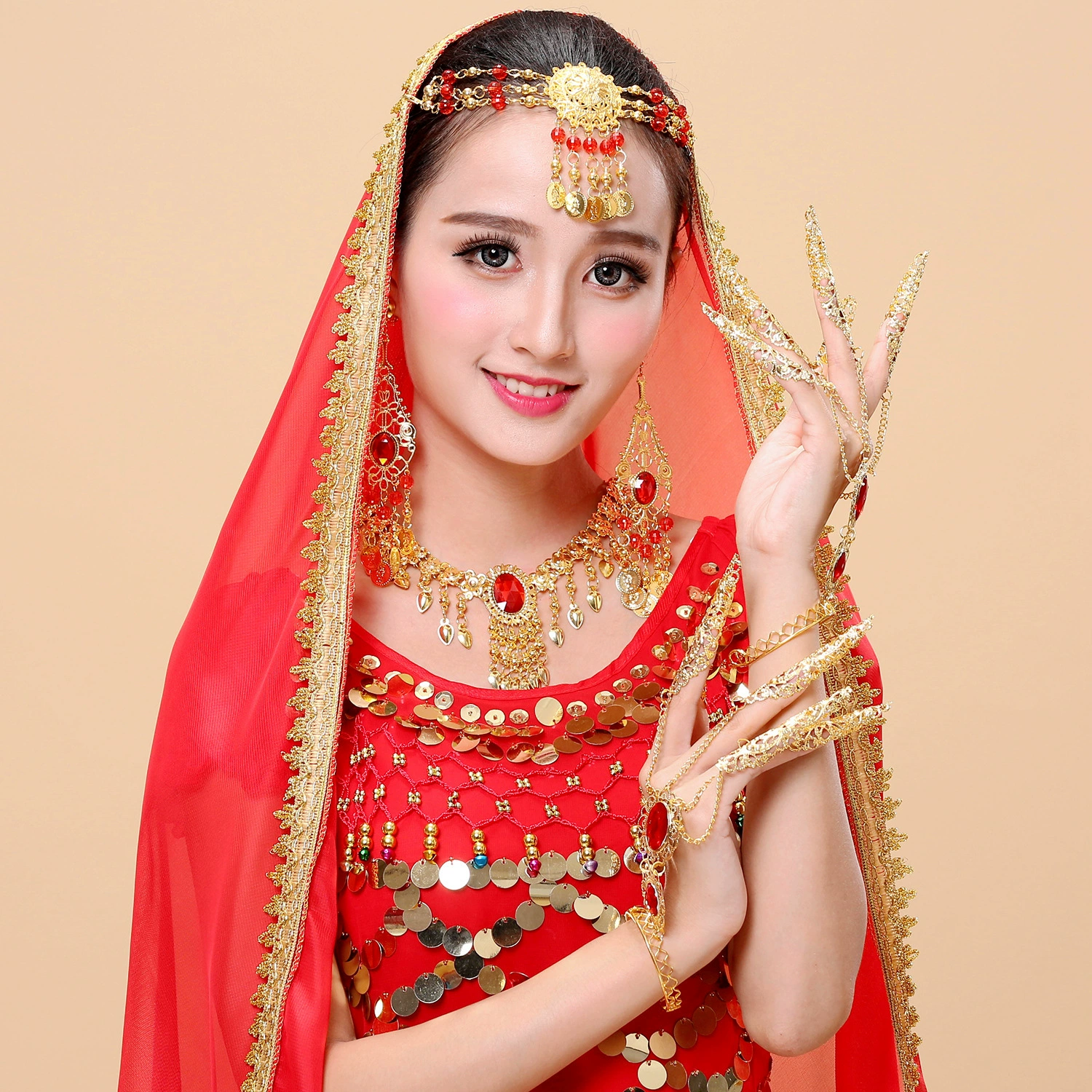 Живот народный танец стол для выступлений головной убор шарф Индия танец цепочка в нос аксессуары серьги браслет ожерелье ювелирные изделия