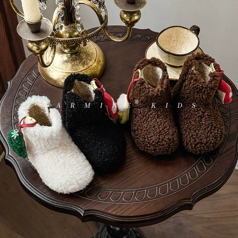 Милые минималистские меховые снежные сапоги плюшевые толстые зимние новые женские теплая хлопчатобумажные сапоги