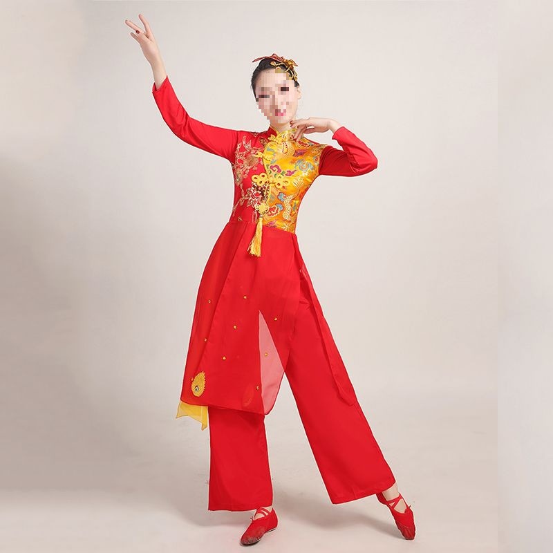 T5J Classical Stage Performance Clothing for Women, Modern Yangko Dance, Middle-Aged and Elderly Square Ethnic Dance Drumming Clothing, Waist Drum