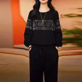 仿棉曼巴棉韩版轻奢减龄卫衣时尚套装女2025新款运动风休闲套装