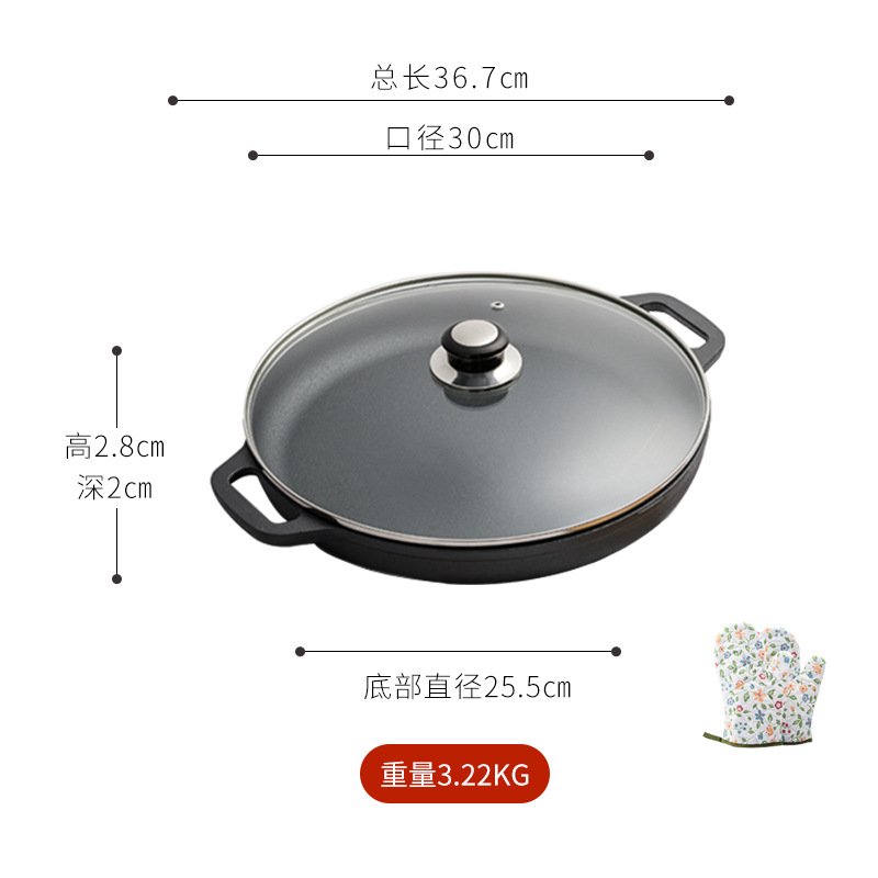 Hierro fundido grueso sin recubrimiento palillos panqueque fruta herramienta pan hierro de cerdo hogar panqueque antiadherente mano pastel olla