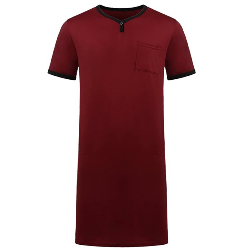 Deseo transfronterizo Delgado camisón modal alargado de manga corta suelta pijamas amigables con la piel camiseta de los hombres homewear europeo y americano