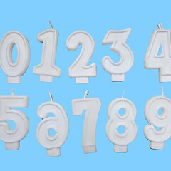 厂家直销跨境专用各种粘粉数字0-9生日蛋糕蜡烛白胚派对发光