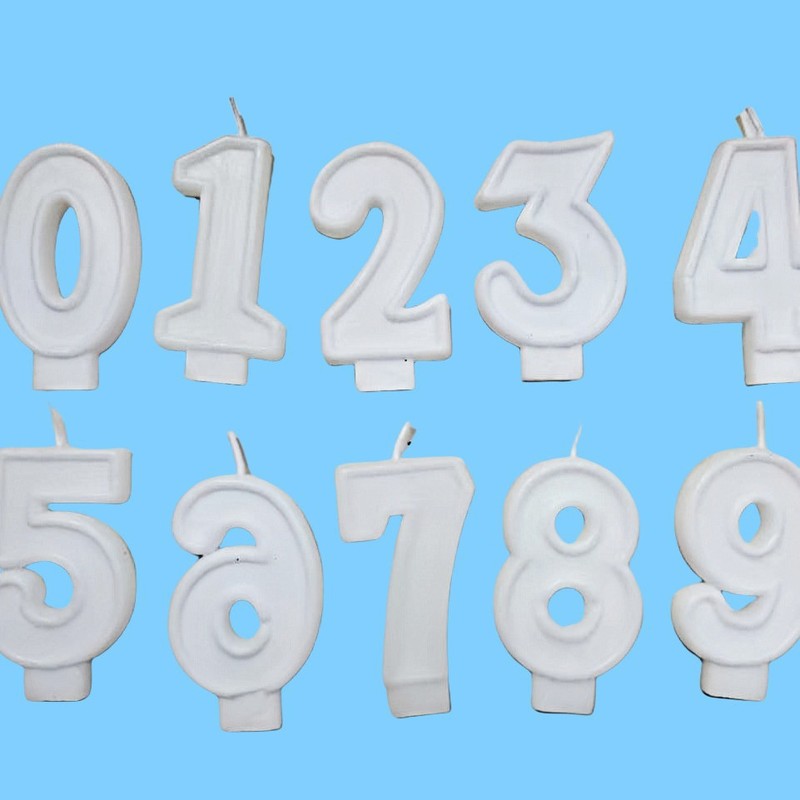 厂家直销跨境专用各种粘粉数字0-9生日蛋糕蜡烛白胚派对发光|undefined
