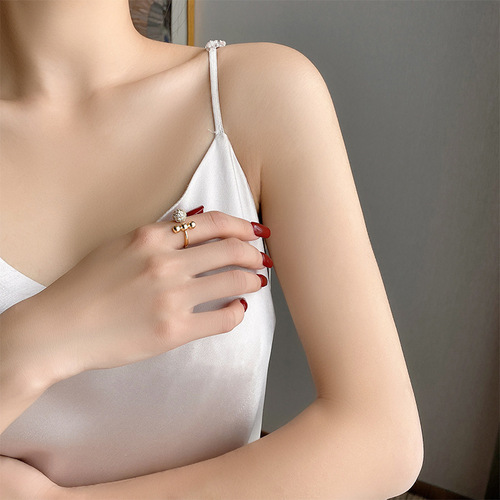 Ring for women, light luxury niche design, Internet celebrity same style double layer zircon open ring ring, cold style and trendy