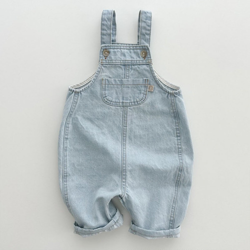 Korean version of ins infant and toddler clothing, stylish denim overalls, children's baby spring and autumn trendy simple casual jumpsuits