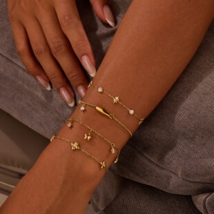 (Cross-border trading), brand bracelet stainless steel, sophisticated pendant with zircon, jewelry, accessory, 750 sample gold, light luxury style