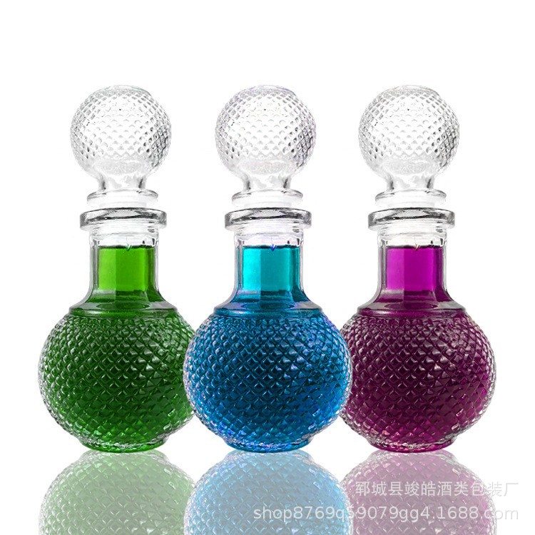 工厂批发时尚雕花洋酒瓶威士忌泡酒瓶250ml欧式简约分装樽器透明