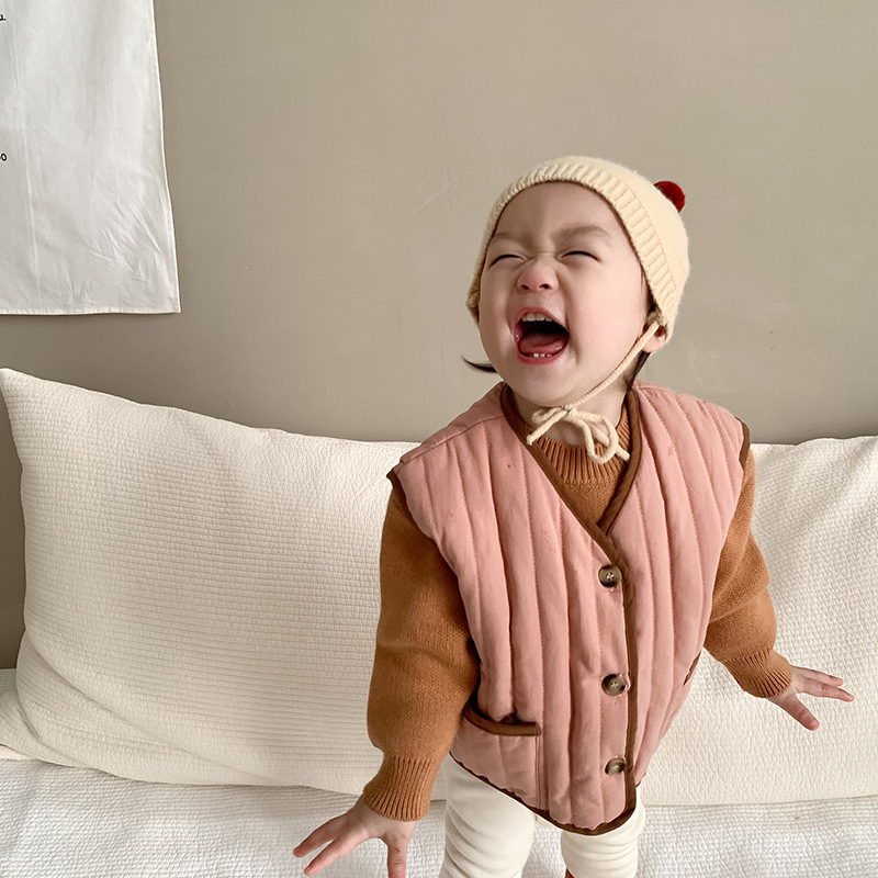 Baby invierno chaleco de algodón grueso chaleco de ropa infantil coreano bebé otoño invierno ropa de niños clip de caballo chaleco cardigán para niños