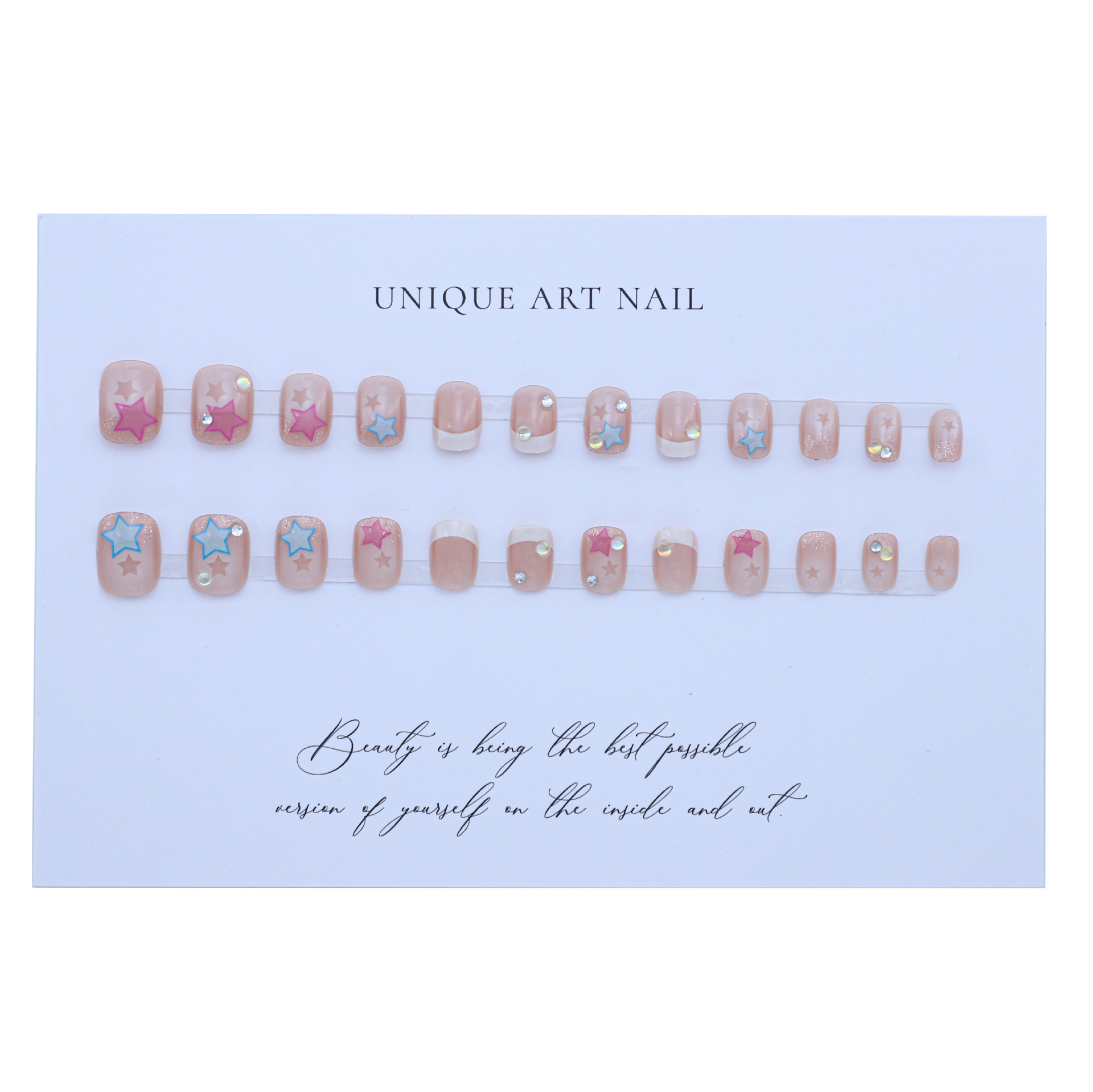 Dopamina manicura dulce estilo fresco desgaste uñas primavera y verano flash leche Fu cariño uñas pegatinas terminado uñas falsas desmontables