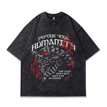 Retro American Washed Short Sleeve T-Shirt Men's Summer Prin