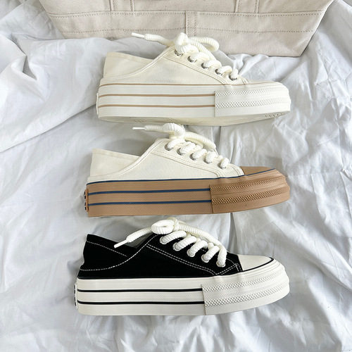 Thick-soled canvas shoes for men and women, casual sneakers for couples, sports and leisure men's shoes, trendy shoes, classic and versatile basic models