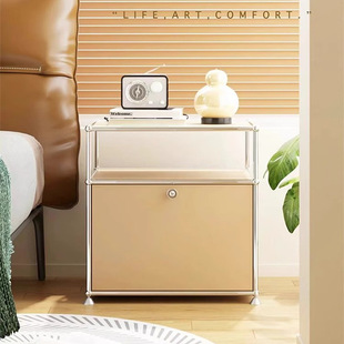 Modern Minimalist Bedroom Cream Stainless Steel Sofa Sm Vintage Insu Storage Home Side Cabinet Style