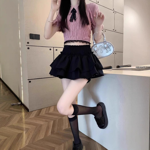 Flower bud skirt white puffy high waist new ballet ruffled wind shorts cake skirt skirt summer female spicy sweet 