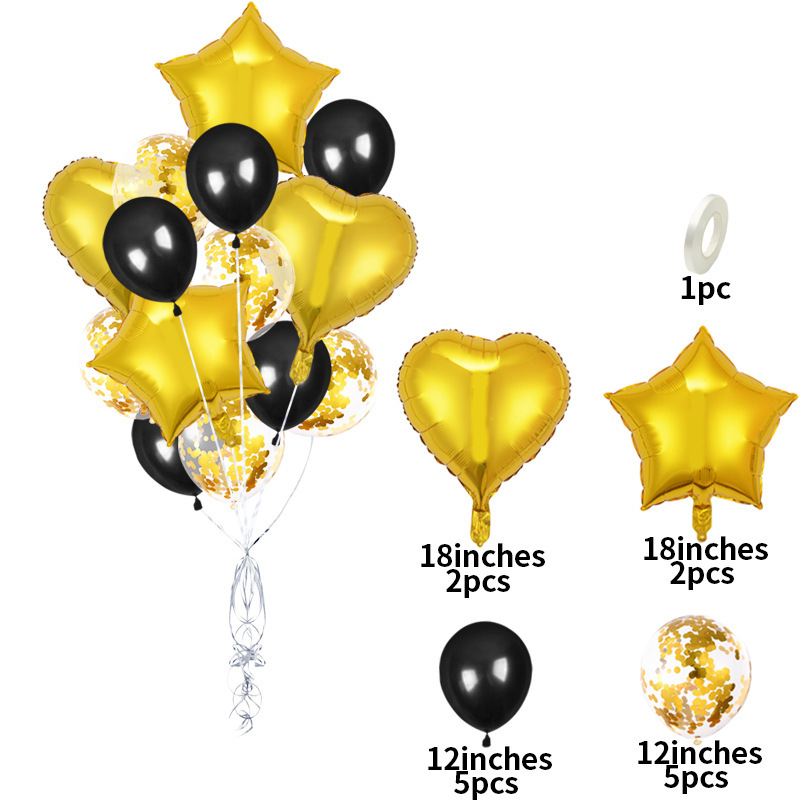 18 pulgadas 14PC película de aluminio lentejuelas Pearl Rose Gold Balloon Set Fiesta de cumpleaños de los niños Decoración ambiente arreglo globo