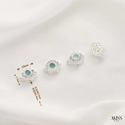 Spacer Bead, Pendant DIY Jewelry – Zərgərlik ara hissələri - silver-natural-grade-a-jade-ruyi-lock-1-piece