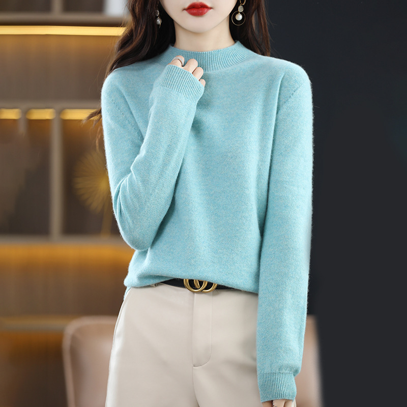 Cross-Border 2025 Autumn and Winter New Half Turtleneck Knitwear Women's Long-Sleeved Loose Large Size Top for Outer Wear to Keep Warm Cross-Border 2025 Autumn and Winter New Half Turtleneck Knitwear Women's Long-Sleeved Loose Large Size Top for Outer Wear to Keep Warm
