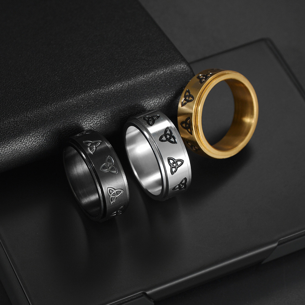 304 Stainless Steel Material Geometric Pattern Fashion Geometric 304 Stainless Steel Gold Plated PVD Coated Men'S Rings Men Band Rings