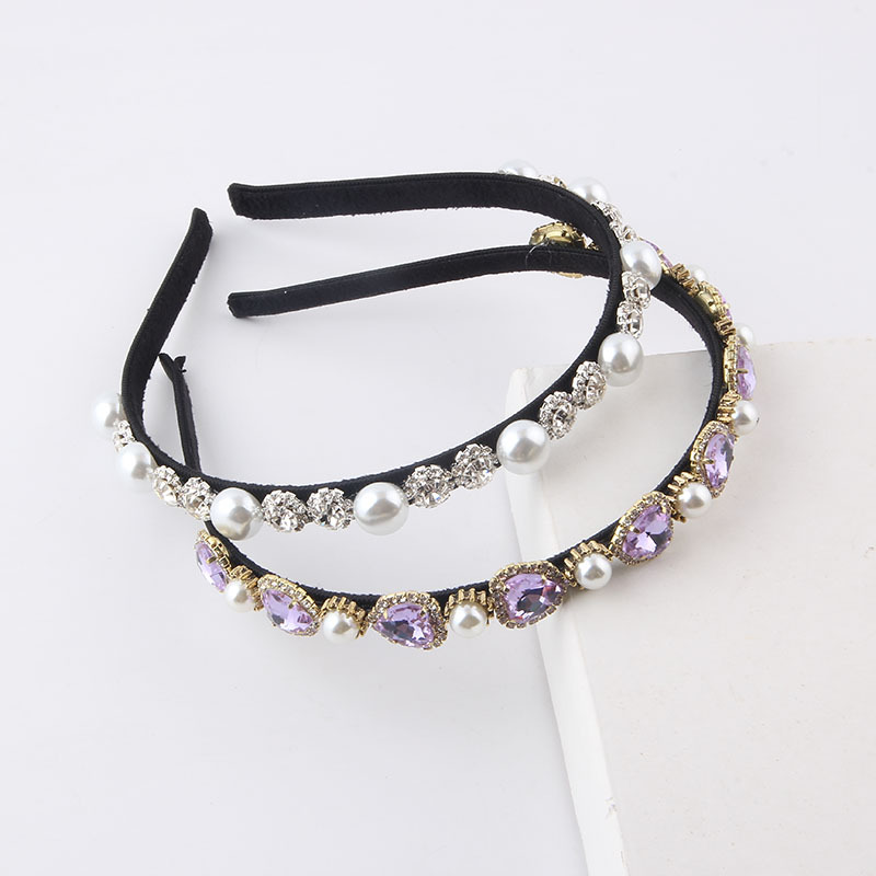 Korean Pearl Heart-shaped Rhinestone Headband Wholesale Nihaojewelry display picture 1