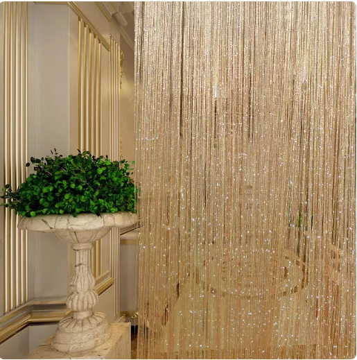 Korean Silver Thread Curtain Wedding Wedding Encryption Tassel Door Curtain Home Living Room Partition Curtain Entrance Decorative Curtain