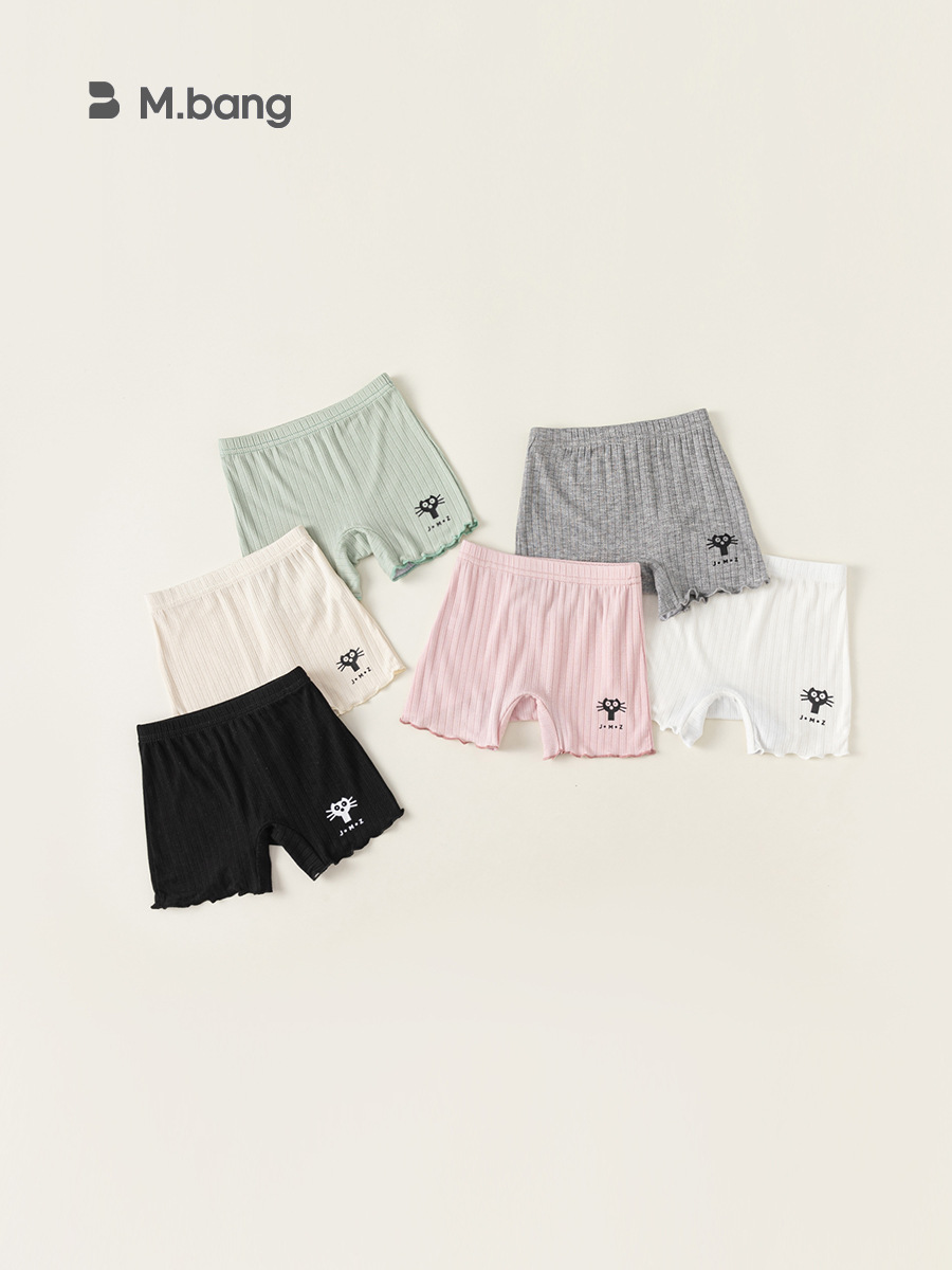 Youbao ropa para niños leggings para niños, ropa para niños, pantalones cortos con orejas de madera con lazo, pantalones de seguridad de color sólido para niñas de verano