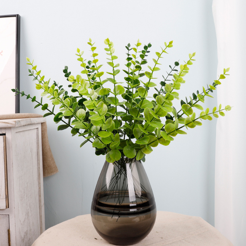 Oulifei simulation eucalyptus single flower arrangement accessories fake eucalyptus leaves simulation green plant branches money leaves