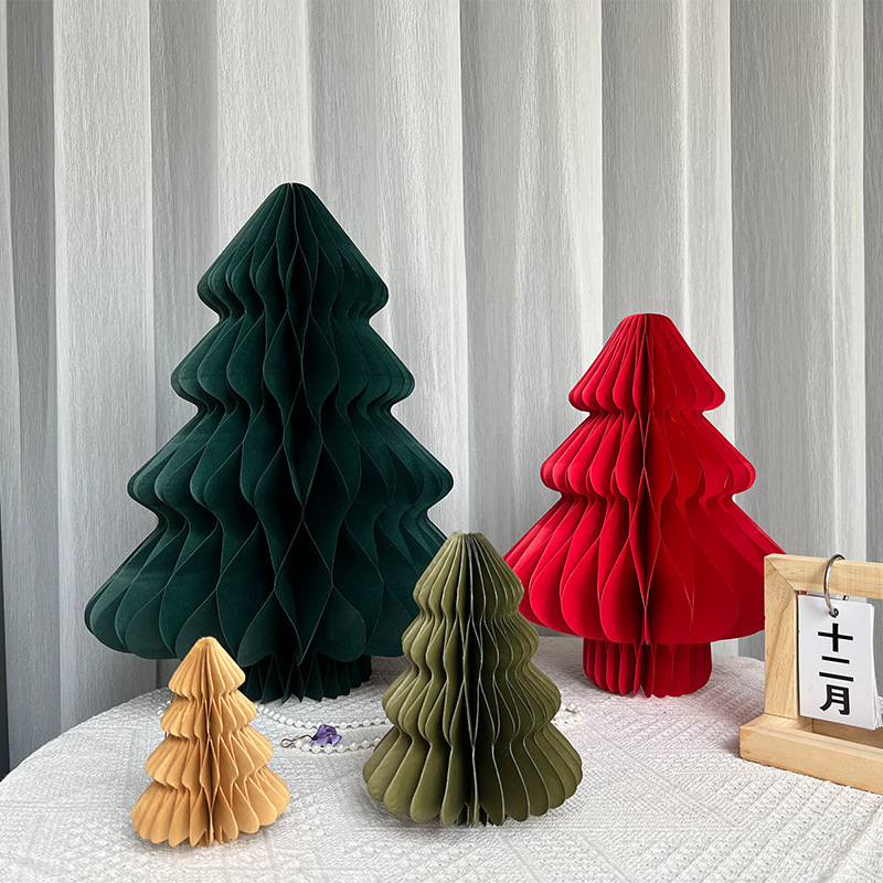 クロスボーダークリスマスツリー立体装飾品折りたたみハニカムボール折り紙クリスマス装飾ペンダントウィンドウデスクトップテーブル|undefined