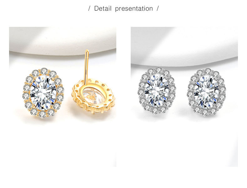 Ear Studs Classification 1 Pair 925 Sterling Silver Zircon 925 Sterling Silver Earrings Geometric Ear Studs