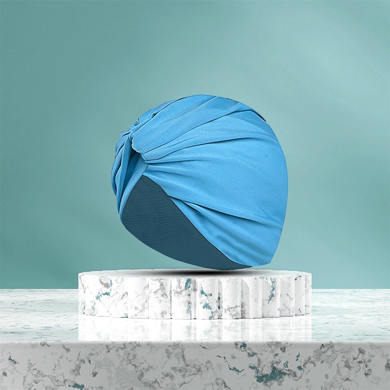 Gorro de baño protección para los oídos de moda para mujer, aumento de la cabeza, cabello largo, circunferencia de la cabeza grande para adultos, gorro plisado de flores retorcidas multicolor al por mayor