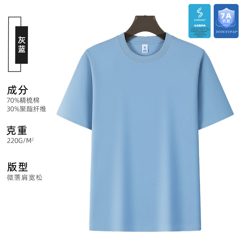 Camiseta Cultural de Manga Corta Antibacteriana Sorona 7A con Estampados y Bordados, Cuello Redondo, Ropa de Trabajo, Impresión de Logotipo Personalizado