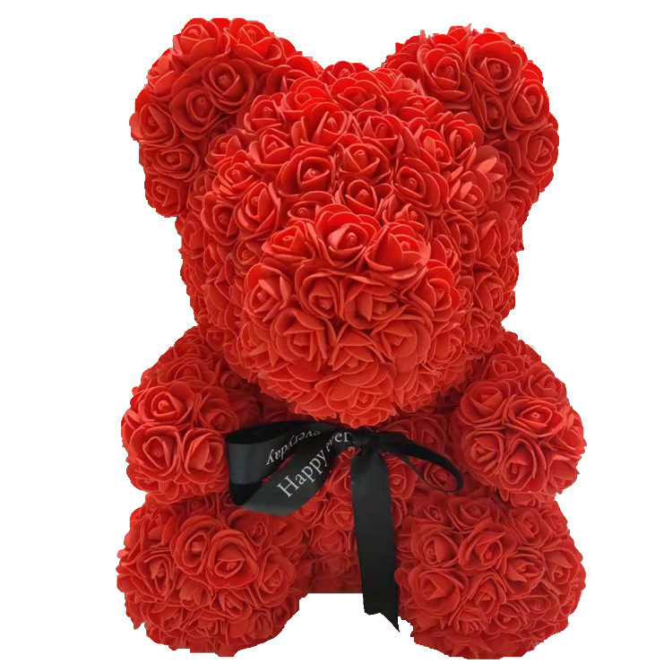 玫瑰花小熊仿真花香皂花创意永生花抱抱熊礼盒跨年礼物送女生元旦
