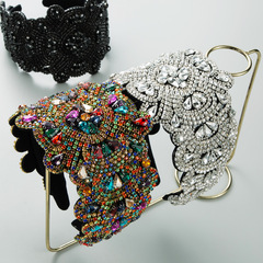 歐美跨境 ins風髮飾鑲鑽水鑽發箍高級感布藝滿鑽個性寬邊頭箍批發