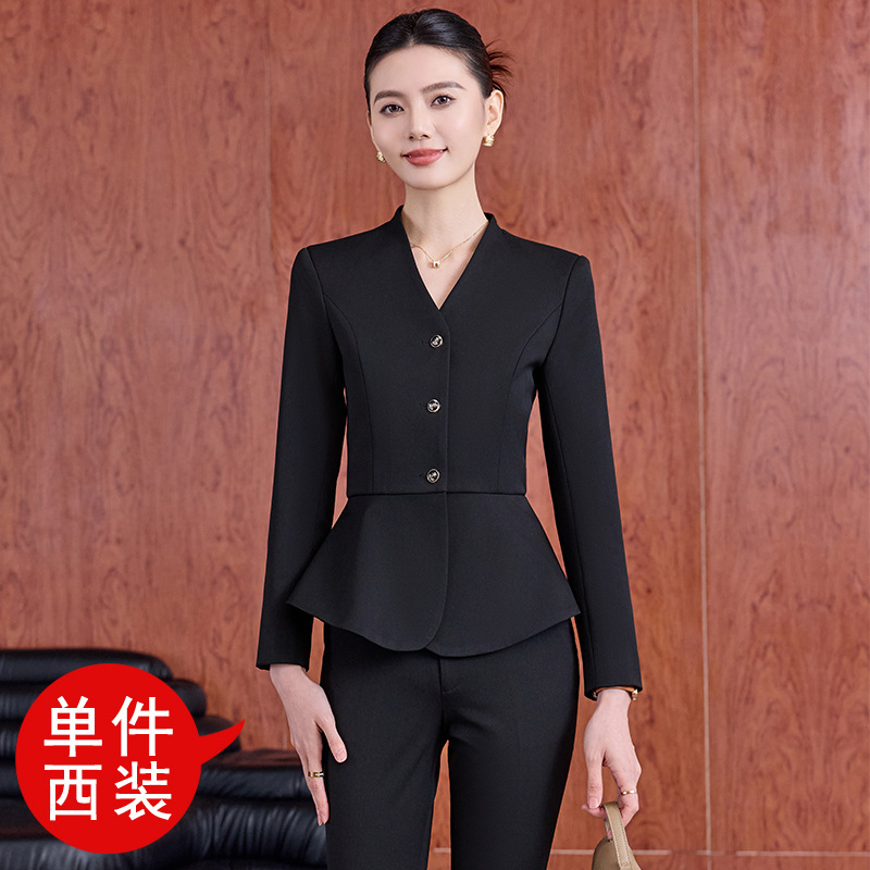 高级感西装套装女秋冬2025新款职业装V领工作服正装修身西服外套|undefined
