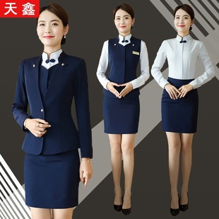 Autumn and Winter new long-sleeved hotel front desk waiter work clothes beauty salon stewardess uniform business wear women's dress suit