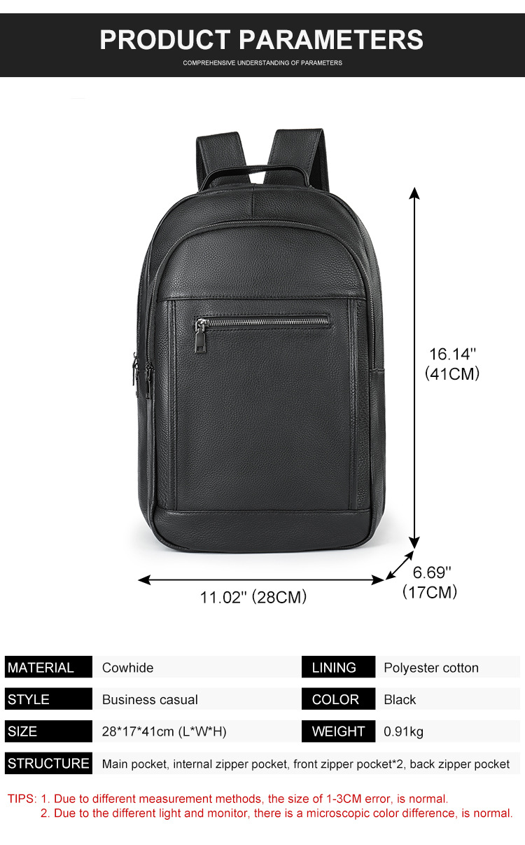 Balo da bò thật đựng laptop dung tích lớn cho nam, túi du lịch da thật cự ly ngắn, túi xách tay da bò lớp đầu — Màu đen chi tiết 12