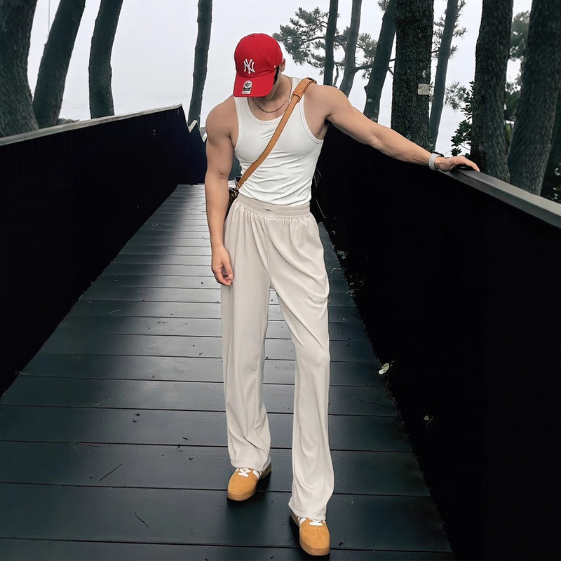 American-Style Ice Silk Flared Trousers with a High-End Drape Feel, Men's Summer Thin Sports Quick-Dry Cool Casual Pants American-Style Ice Silk Flared Trousers with a High-End Drape Feel, Men's Summer Thin Sports Quick-Dry Cool Casual Pants
