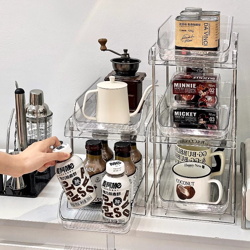 引き出し式多層カプセルコーヒーティーバッグウォーターカップ収納ラック透明コーヒーコーナーウォーターバーテーブルデスクトップ収納ボックス|undefined