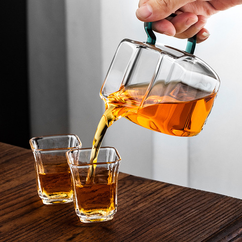 Glass fair cup tea drain set with handle, thickened heat-resistant high-end tea sea tea divider, Japanese-style fair tea pot and tea cup