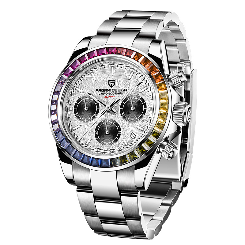 PAGANIDESIGN bojiani reloj para hombre multifunción cronógrafo de acero inoxidable resistente al agua reloj de diamantes de color 1644