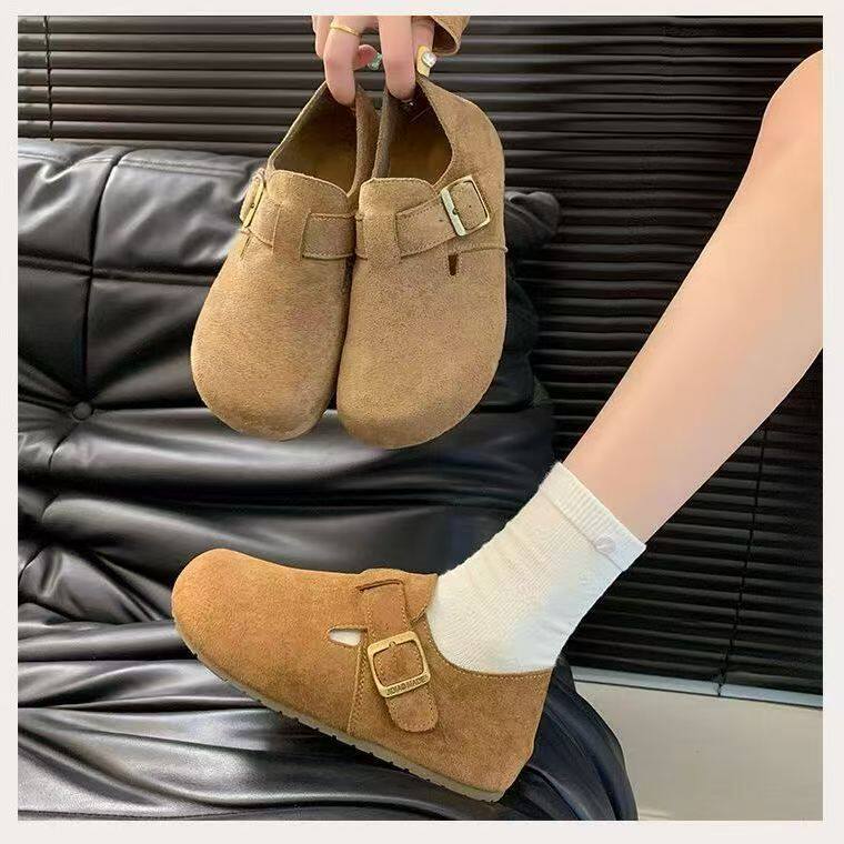 Giày lười nữ mũi tròn đế bằng độn đế, kiểu retro dễ phối đồ — B11 Giày huấn luyện Đức - Màu hạt dẻ [Hộp], B11 Giày tập Đức - Màu nâu nhạt [Hộp]