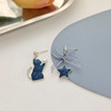 Design cute silver needle, asymmetrical earrings with bow, silver 925 sample