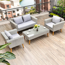 户外藤编沙发庭院阳台室外露台花园家具防水防晒工程园林家具组合