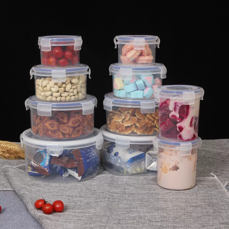 Round rectangular plastic fresh-keeping box microwave lunch box instant noodles box bento box donkey-hide gelatin box refrigerator storage zero container