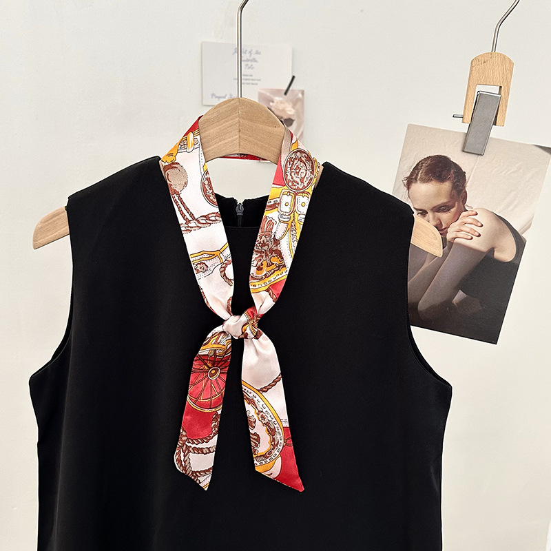 Bufanda de seda, tira larga, sentido de alta gama, nueva moda, todo-fósforo, diadema, cinturón para el cabello, bolso para el cabello, cinturón para el pañuelo multiusos