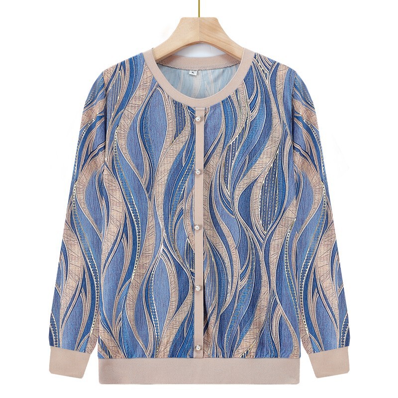 Mom's Spring and Summer T-shirt Middle-aged Women's Top Long-sleeved Grandma's Summer Short-sleeved Western Style Cool Old People's Top Mom's Spring and Summer T-shirt Middle-aged Women's Top Long-sleeved Grandma's Summer Short-sleeved Western Style Cool Old People's Top