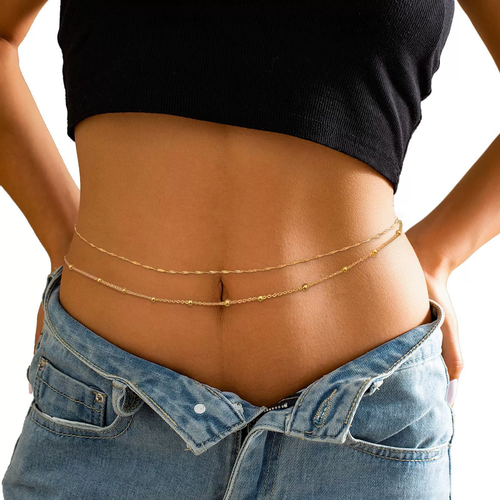 Европейская и американская трансграничная ювелирная мода индивидуальность бисерная цепочка крутит цепочку двухслойная женская цепочка талии новая цепочка для тела