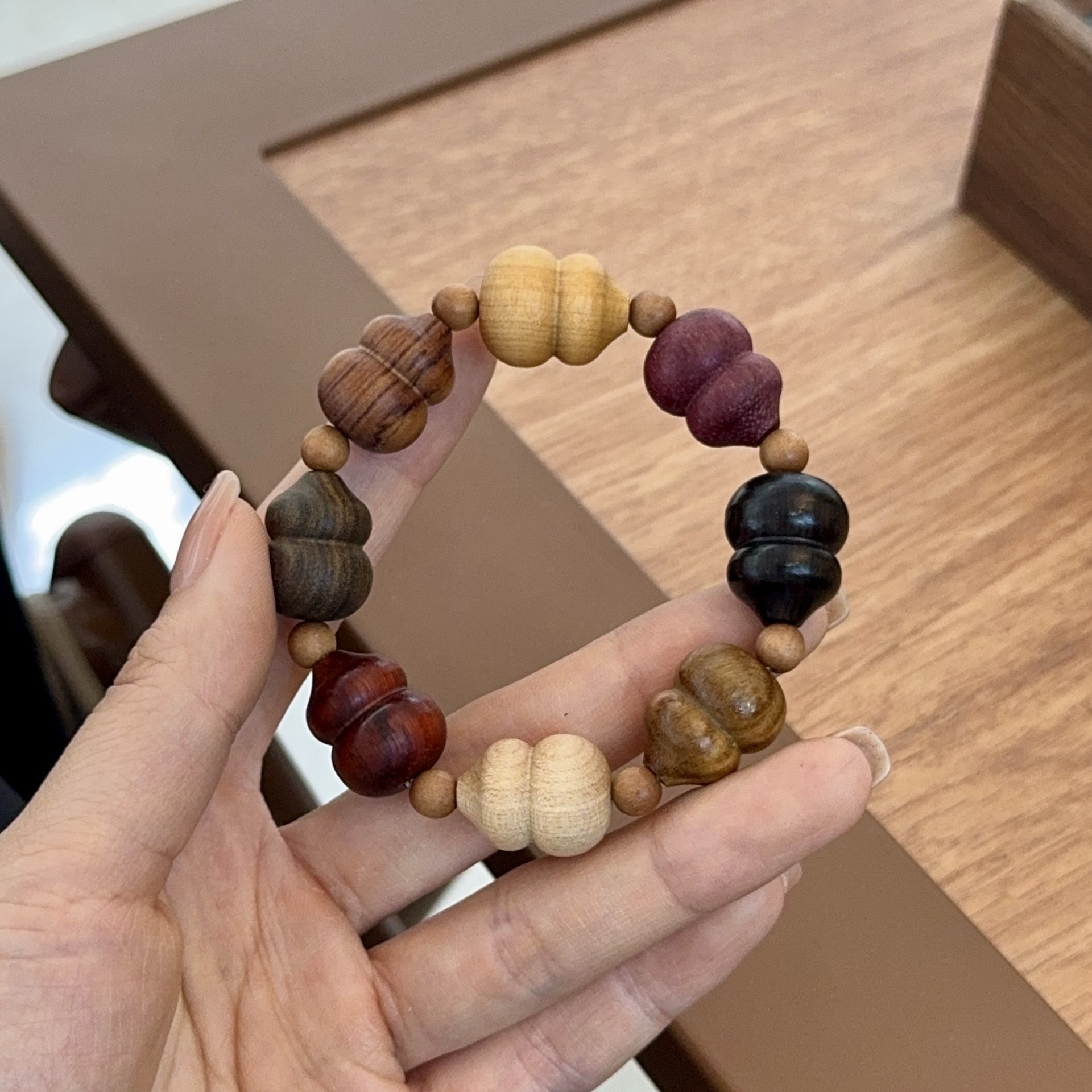 多宝珠葫芦手串绿檀紫檀木佛珠绿檀香木黑花梨男女高端盘玩手串手