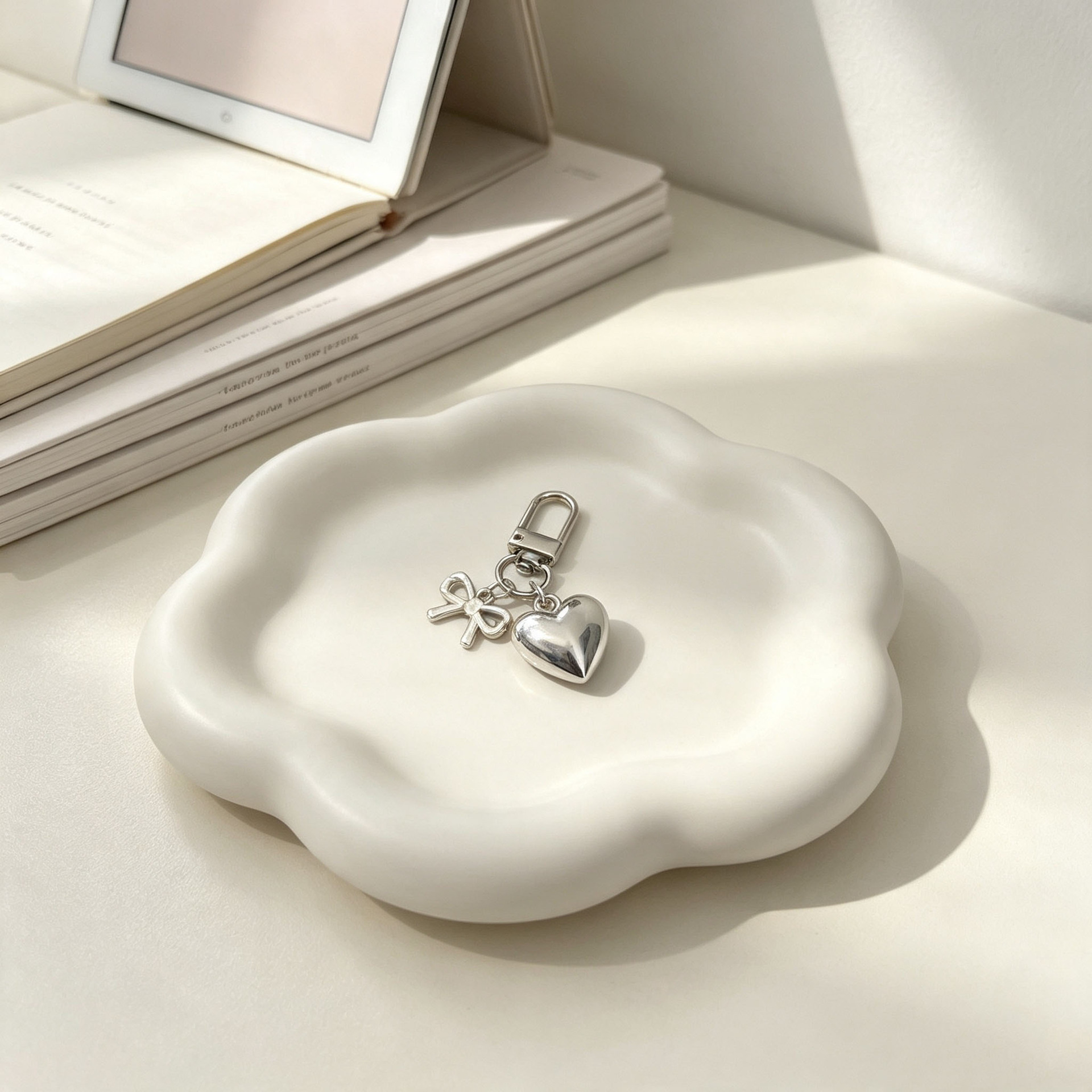 Nuevo estilo di-ins estilo coreano arco de perla amor colgante llavero accesorios de bolsos colgantes de teléfonos móviles