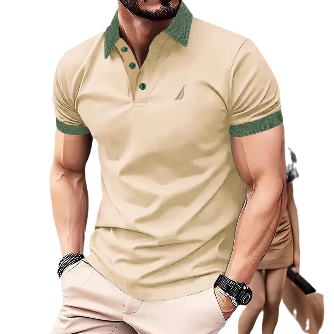 Transfronterizo europeo y americano Amazon AliExpress otoño e invierno camisa polo con botones de manga corta camisa de polo para hombre nuevo MB13
