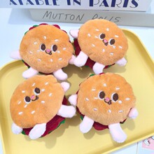 新款可爱汉堡堡面包毛绒挂件钥匙扣包包玩偶公仔抓娃娃机玩具批发